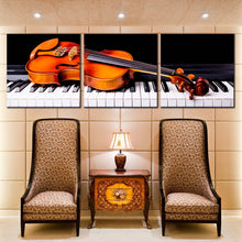 Load image into Gallery viewer, Grand  Piano  Canvas  Wall  Art  Orange  Violin  Canvas  Print  Musical  Instrument  Multiple  Canvas  Black  Piano  Living  Room  3  Piece  Canvas For Living Room
