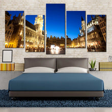 Load image into Gallery viewer, Grand Place or Grote Markt in Brussels Belgium city lights at evening wall art print In Bedroom
