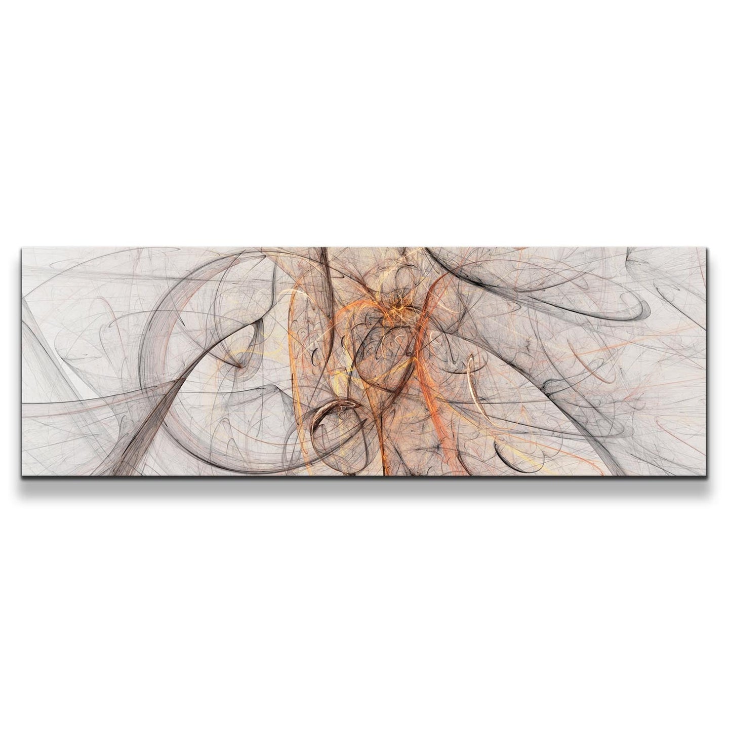 Graphic  Abstract  Canvas  Wall  Art  Orange  Abstract  Fractal  3D  Panoramic  Canvas  Print  White  Digital  Abstract  Elements  Wide  Canvas