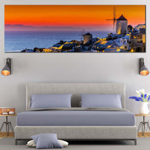 Load image into Gallery viewer, Greece  Sea  Canvas  Wall  Art  Santorini  Island  Orange  Sky  Multi  Canvas  Blue  Greece  Oia  Houses  Bedroom  1  Piece  Canvas  Print For Bedroom
