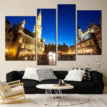 Load image into Gallery viewer, Grote Markt Brussels Belgium city lights evening 4 piece Canvas Print
