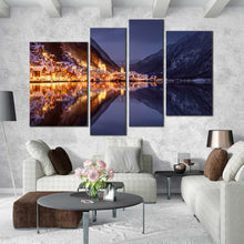 Load image into Gallery viewer, Hallstatt Lake Mountains 4 Piece Canvas Prints 
