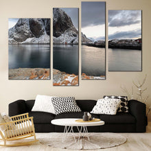 Load image into Gallery viewer, Hamnoy fishing village on Lofoten Islands Norway 4 piece wall decor
