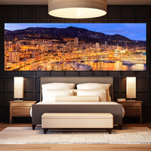 Load image into Gallery viewer, Harbors  Canals  Canvas  Wall  Art  Blue  Sky  Mountain  Cityscape  Bedroom  1  Piece  Canvas  Print  Monte  Carlo  Beach  Multi  Panel  Canvas For Bedroom
