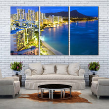 Load image into Gallery viewer, Hawaii City Lights Mountain Beach sunset canvas home decor For Living Room
