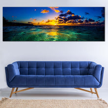 Load image into Gallery viewer, Hawaiian  Sunset  Canvas  Wall  Art  Blue  Yellow  Ocean  Sky  Living  Room  Canvas  Print  North  Shore  of  Oahu  1  Piece  Canvas In Living Room
