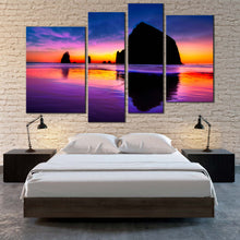 Load image into Gallery viewer, Haystack Rock Sunset at Cannon Beach multi panel canvas artwork 
