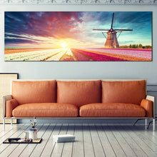 Load image into Gallery viewer, Holland  Landscape  Canvas  Print  Green  Netherlands  Windmill  Scenery  Living  Room  1  Piece  Canvas  Wall  Art For Living Room
