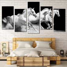 Load image into Gallery viewer, Horses Herd Canvas Print. Running White Grey Horses Stallions Canvas Set Galloping Horses Bedroom 4 Piece Canvas Wall Art For Bedroom
