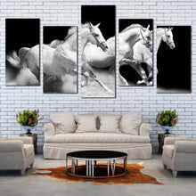 Load image into Gallery viewer, Horses Stallions Canvas Wall Art Herd Of White Grey Horses  5 Piece Canvas Print Galloping Horses Canvas Set In Living Room
