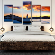 Load image into Gallery viewer, Ibiza port lighhouse ocean artwork canvas wall decor For Bedroom
