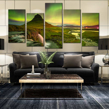 Load image into Gallery viewer, Iceland Mountain Waterfall 5 Piece decor Waterfall Multi Panel art print For Living Room
