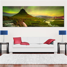 Load image into Gallery viewer, Iceland  Northern  Mountain  Waterfall  1  Piece  Wall  Art  Beautiful  Mountain  Waterfall  Panoramic  Wall  Decor In Living Room
