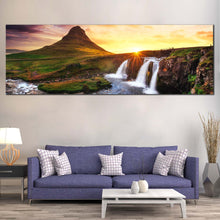 Load image into Gallery viewer, Iceland  Northern  Mountain  Waterfall  1  Piece  Wall  Art  Beautiful  Mountain  Waterfall  Panoramic  Wall  Decor For Living Room
