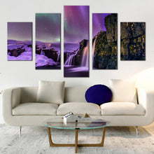 Load image into Gallery viewer, Iceland  Purple  Snow  Beautiful  5  Panel  photography  prints In Living room&#39;
