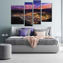 Load image into Gallery viewer, India Ladakh Canvas Wall Art Dramatic Blue Sky Mountains 4 Piece Canvas Set Yellow Leh Ladakh City Canvas Print
