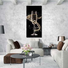 Load image into Gallery viewer, Isolated Champagne Canvas Wall Art Champagne With Splash 1 Piece Canvas Print In Living Room
