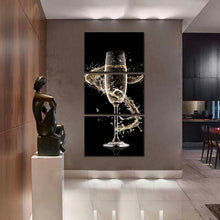 Load image into Gallery viewer, Isolated Champagne Canvas Wall Art Champagne With Splash 3 Piece Canvas Print
