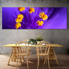Load image into Gallery viewer, Isolated Floral Canvas Wall Art Yellow Flowers Purple Background 1 Piece Canvas Artwork Flowers Digital Painting Canvas Print In Dinning Room
