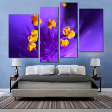 Load image into Gallery viewer, Isolated Floral Canvas Wall Art Yellow Flowers Purple Background 4 Piece Canvas Flowers Digital Painting Canvas Print
