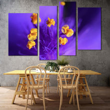 Load image into Gallery viewer, Isolated Flower Canvas Print Yellow Pistil 4 Piece Canvas Wall Art Purple Floral Digital Painting Multiple Canvas
