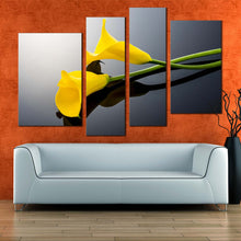 Load image into Gallery viewer, Isolated Lilies Canvas Print Calla Lily Floral Canvas Print Yellow Flowers 5 Piece Canvas Wall Art
