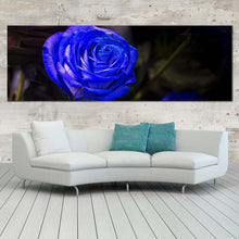 Load image into Gallery viewer, Isolated Rose Canvas Wall Art Blue Flowers Digital Painting 1 Piece Canvas Print Beautiful Floral Wide Canvas In Living Room
