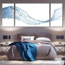 Load image into Gallery viewer, Isolated Water Canvas Wall Art Blue Abstract Water Splash 3 Piece Canvas For Bedroom
