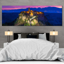 Load image into Gallery viewer, Italy Mountain Canvas Wall Art. Brown Ancient Castle Mountain 1 Piece Canvas Print For Bedroom
