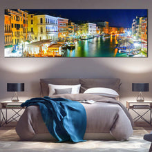 Load image into Gallery viewer, Italy  Harbor  Canvas  Wall  Art  Venice  at  Blue  Night  Sky  1  Piece  Multiple  Canvas  Yellow  Grand  Canal  City  View  Canvas  Print For Bedroom
