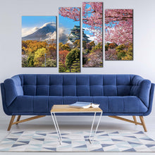 Load image into Gallery viewer, Japan Mountain Canvas Wall Art Fuji Mountain 4 Piece Canvas Set Colorful Osaka Castle Scenery Canvas Print for living room
