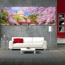 Load image into Gallery viewer, Japan Scenery Canvas Wall Art Beautiful Himeji Castle 1 Piece Canvas Set Cherry Blossom Trees Canvas Print For Living Room
