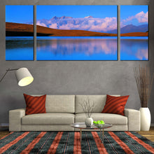 Load image into Gallery viewer, JiuDing Mountain Canvas Wall Art China Brown SiChuan Landscape Multi Canvas Artwork Cloudy God Lake Ocean Mountains  3 Piece Canvas Print In Living Room
