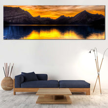 Load image into Gallery viewer, Kananaskis  Lake  Canvas  Wall  Art  Alberta  Canada  Orange  Landscape  Sunset  Canvas  Print  Blue  Ocean  Mountains  Reflection  Living  Room  1  Piece  Canvas For Living Room
