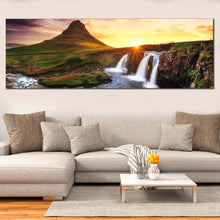 Load image into Gallery viewer, Kirkjufell  Mountain  Waterfall  1  Piece  Wall  Art  Iceland  Mountain  Waterfall  Panoramic  Wall In Living Room
