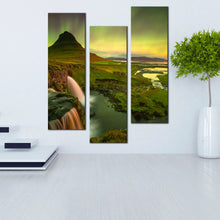 Load image into Gallery viewer, Kirkjufell  Mountain  Waterfall  Multi  Panel  Wall  Art  Iceland  Mountain  Waterfall  3  Piece  Wall  Decor 
