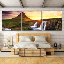 Load image into Gallery viewer, Kirkjufell  Mountain  Waterfall  Triptych  Wall  Art  Iceland  Mountain  Waterfall  Piece  art  prints In Bedroom
