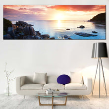 Load image into Gallery viewer, Koh  Samui  Canvas  Wall  Art  Thailand  Blue  Tranquil  Beach  Wide  Canvas  Yellow  Cloudy  Sunset  Sky  Canvas  Print  Red  Flowers  Ocean  Mountains  Rocks  Living  Room  1  Piece  Canvas  Artwork In Living Room

