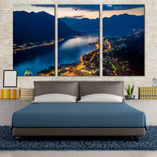 Load image into Gallery viewer, Kotor Old Town at Night Montenegro at Night Triptych Canvas Wall Art For Bedroom
