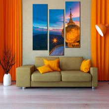 Load image into Gallery viewer, Kyaiktiyo  pagoda  golden  rock  landmark  triptych  canvas  art In Living Room
