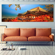 Load image into Gallery viewer, Kyoto  Temples  Canvas  Wall  Art  Evening  Blue  Sky  Maple  Tree  Canvas  Print  Japan  Red  Kiyomizu  Dera  Living  Room  1  Piece  Canvas  Artwork For Living Room
