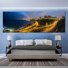 Load image into Gallery viewer, LIMA  PERU  Ocean  city  lights  highway  at  night  canvas  Prints For Bedroom
