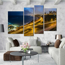 Load image into Gallery viewer, LIMA PERU ocean city at night 4 piece canvas print For Living Room
