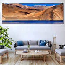 Load image into Gallery viewer, Ladakh  Mountains  Canvas  Wall  Art  Blue  Pangong  Tso  Lake  Wide  Canvas  India  Leh  Ladakh  Jammu  Landscape  Canvas  Print  Brown  Ocean  Mountains  Living  Room  1  Piece  Canvas In Living Room

