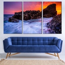 Load image into Gallery viewer, Laguna Beach Canvas Print California Woods Cove Multiple Canvas Brown Ocean Rocks Canvas Set In Living Room
