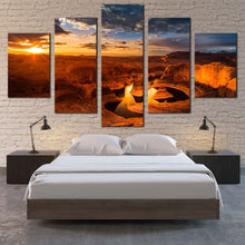 Load image into Gallery viewer, Lake  Powell  Canvas  Wall  Art  Yellow  Cloudy  Desert  Sunset  Sky    5  Piece  Canvas  Print  Brown  Utah  Desert  Mountain  Canvas  Artwork For Bedroom
