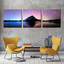 Load image into Gallery viewer, Landscape Galaxy Canvas Print Thailand Purple Sky Night Stars 3 Piece Canvas Blue Sky Landscape Mountain Milky Way Canvas Wall Art For Living Room
