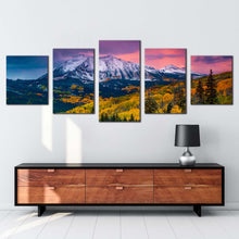 Load image into Gallery viewer, Landscape Scenery Canvas Print Green Autumn Colorado Landscape 5 Piece Canvas Wall Art White Fall Mountains Multiple Canvas
