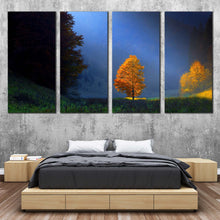 Load image into Gallery viewer, Landscape Scenery Canvas Wall Art Blue Sky Sun Beam Landscape Canvas Print Golden Trees Majestic Scenery Bedoom 4 Piece Canvas For Bedroom
