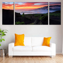Load image into Gallery viewer, Landscape  Sunset  Canvas  Wall  Art  Europe  Yellow  Cloudy  Sunset  Mountains  Canvas  Print  Green  La  Palma  Spain  Landscape 3  Piece  Canvas For Living Room
